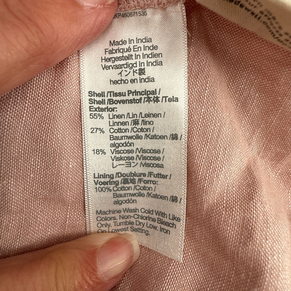 Madewell Womens Linen Blend Tiered V-Neck Mini‎ Dress Dusty Rose Pink Small - Picture 5 of 5